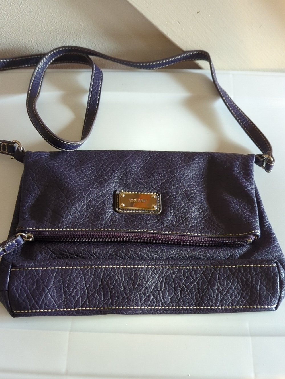 Nine West Deep Plum Crossbody Bag with Silver Hardware
